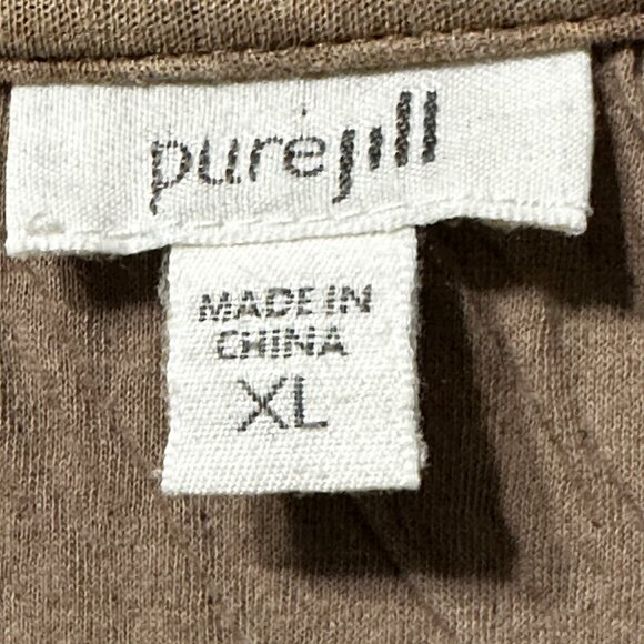 J. Jill sz XL taupe scoop neck cotton textured long sleeve comfy neutral tunic - Picture 4 of 7